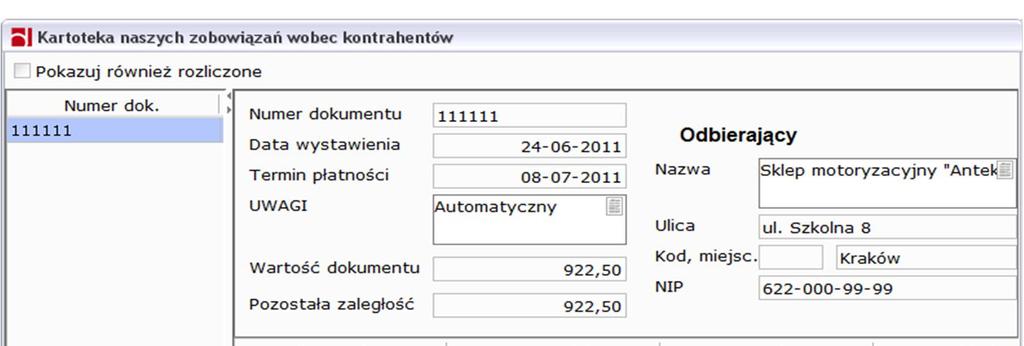 Kontrahentów powstałych przy wprowadzaniu dokumentów przyjęcia lub korekt sprzedaży. 1.13.