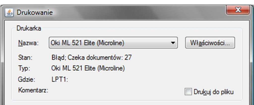 widoczne po ponownym uruchomieniu programu. 1.4.7. Wybór drukarki Wybór drukarki pozwala określić drukarkę, która będzie wykorzystywana.