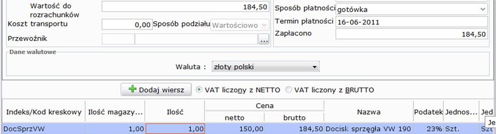 Przeznaczenie zakupu: P = zakupy opodatkowane służące sprzedaży, od której przysługuje prawo do odliczenia VAT, N = zakupy opodatkowane, od których przysługuje i nie przysługuje prawo do odliczenia,