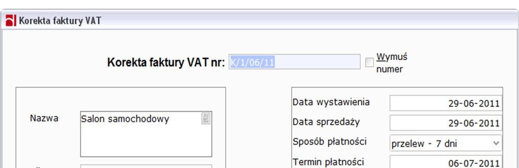 jeden z dostarczonych wraz z programem wzorców wydruku.