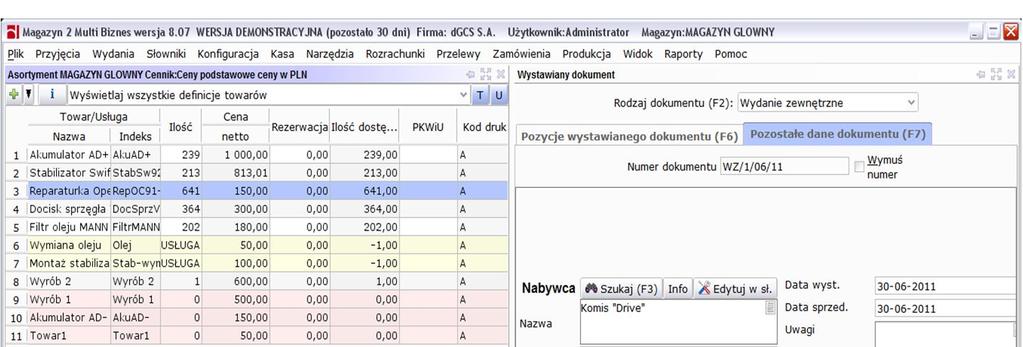 Rysunek 113: Kartoteka faktur VAT marża 1.7.7. Wystawianie dok.