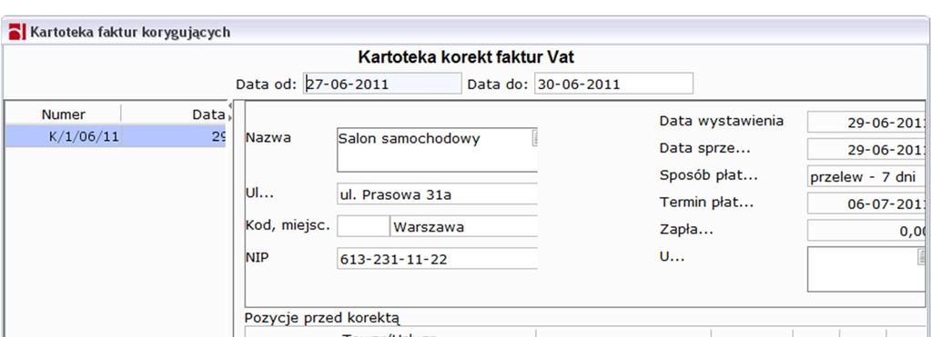 znajdują się trzy kartoteki i są to Kartoteka faktur