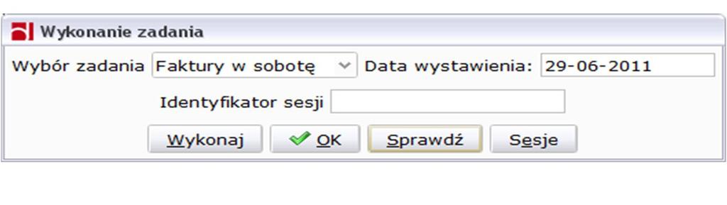 typ dokumentu Rysunek 135: Parametry dokumentu Usuń usuwa dane zadanie z katalogu, Słownik otwiera słownik zadań, Kolejnym krokiem jest wystawienie faktur automatycznych Wydania > Faktury