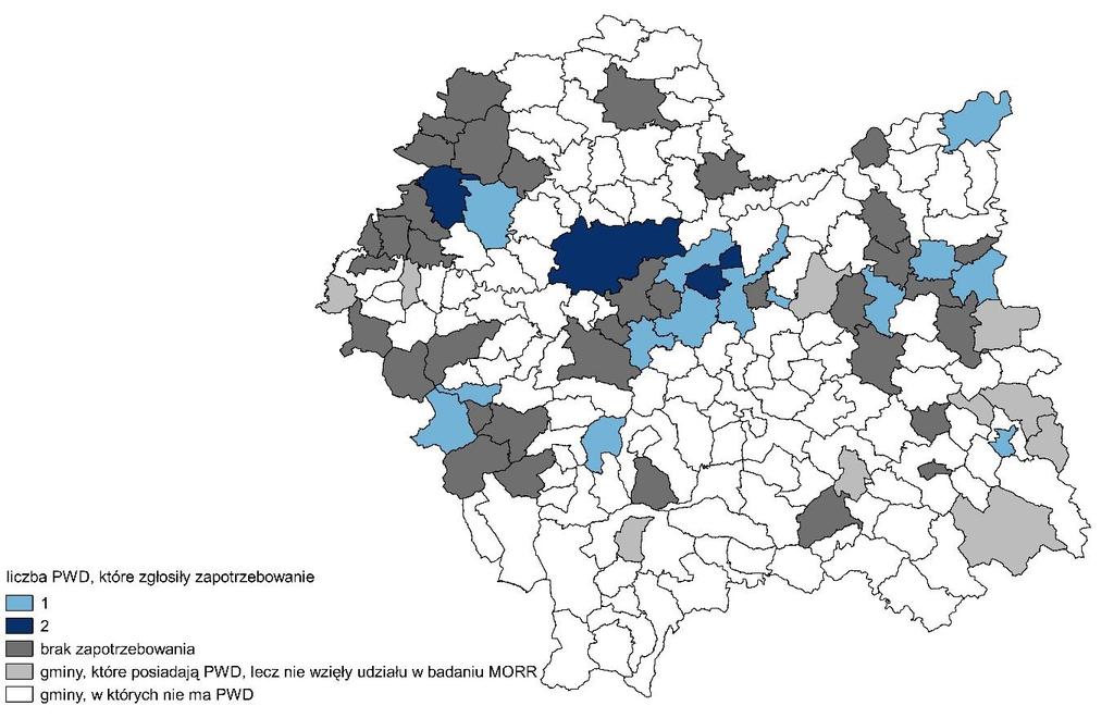 utworzenia nowych PWD na obszarze ich działania. Na terenie połowy małopolskich powiatów zdeklarowano zapotrzebowanie na nowe placówki.