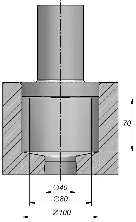 Z. Pater, G. Samołyk: Podstawy technologii obróbki plastycznej metali Rys. 9.14. Model geometryczny procesu wyciskania współbieżnego wykorzystany w analizie numerycznej Rys. 9.15.