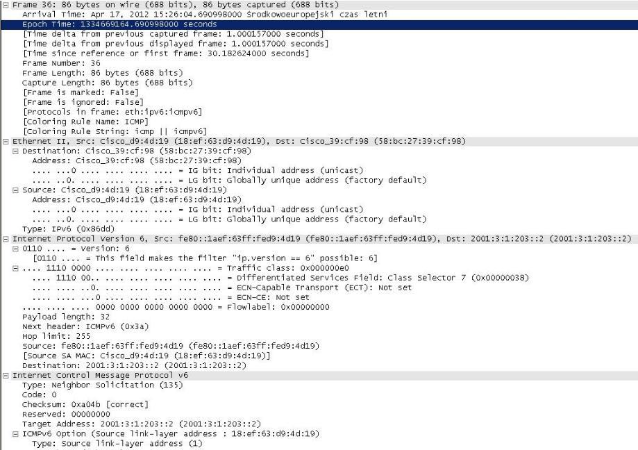 drops 0 output buffer failures, 0 output buffers swapped out E. Uruchomić snifer Wireshark na komputerze K3. Uruchomić komendę ping na komputerze K1 w celu sprawdzenia osiągalności komputera K4.