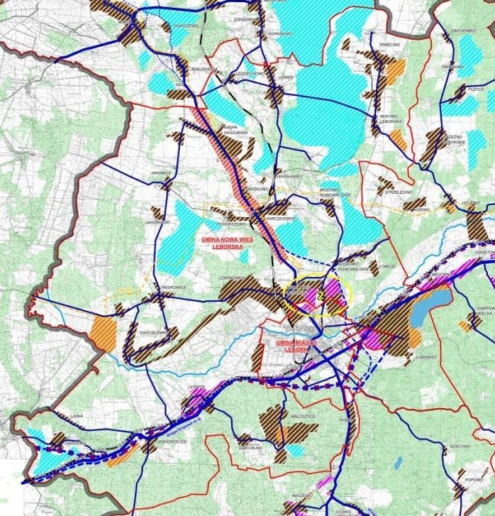 Źródło: POLITYKA PRZESTRZENNA GMIN MIEJSKIEGO OBSZARU FUNKCJONALNEGO LĘBORKA W ŚWIETLE ANALIZY STUDIÓW UWARUNKOWAŃ I KIERUNKÓW ZAGOSPODAROWANIA PRZESTRZENNEGO, Opracowana w