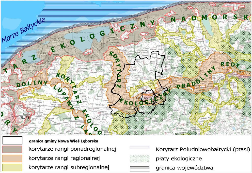 Koncepcja sieci ekologicznej województwa pomorskiego (2014r) Koncepcja sieci ekologicznej województwa pomorskiego na potrzeby planowania przestrzennego została wykonana w 2014r.