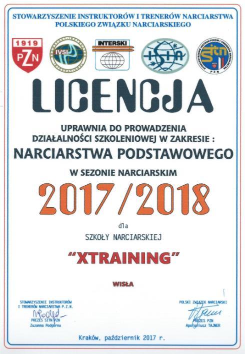 OFERTA SZKOŁA NARCIARSKA I SNOWBOARDOWA ZAWODY W SPORTACH ŚNIEŻNYCH zima 2017 / 18 KONTAKT tel. 33 855 33 93 mobile: 662 681 680, 664 454 949 mail: biuro@swiatprzygody.pl www.swiatprzygody.pl Xtraining Sp.