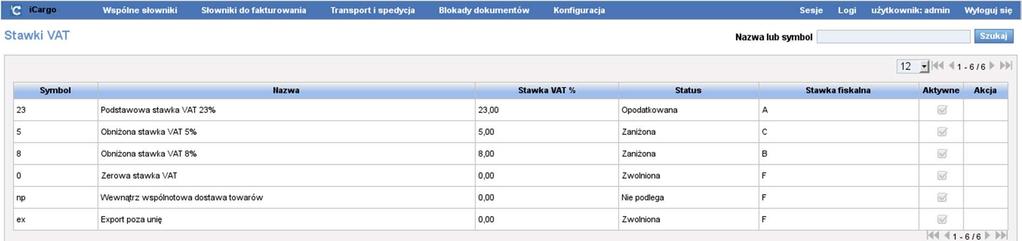 Przykładowe parametry przedstawia Rys.