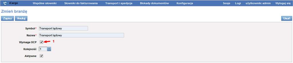 373, poz.2). W celu edycji wybranej branży klikamy w ołówek w odpowiednim wierszu (Rys. 373, poz.