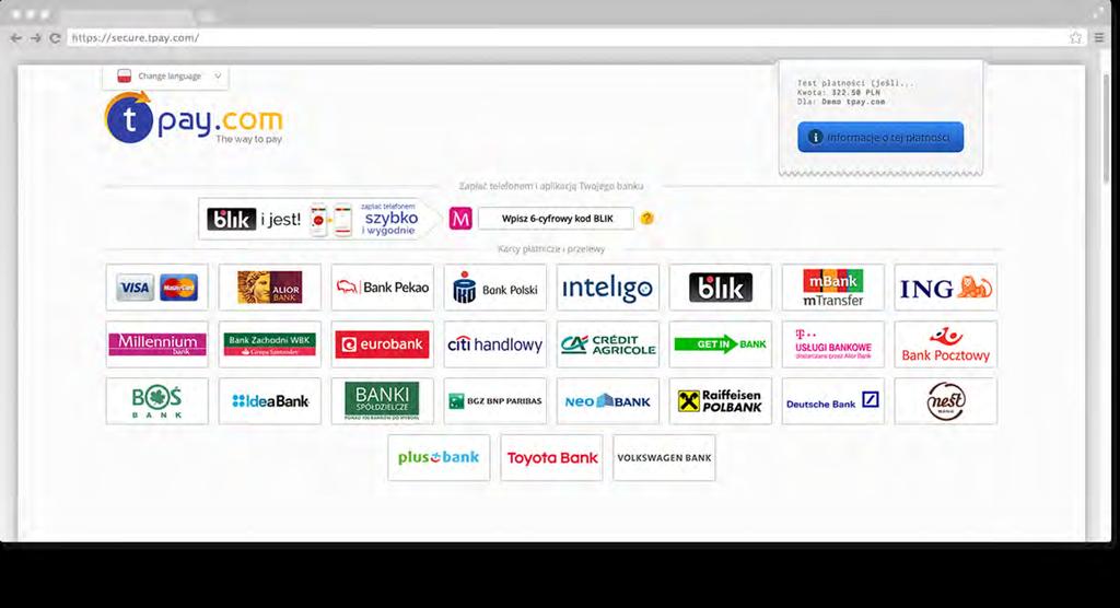 Wygodny Panel Transakcyjny PŁATNOŚCI MOBILNE E-TRANSFER E-PRZELEW KANAŁY KORPORACYJNE PŁATNOŚCI KARTĄ PŁATNICZĄ PORTFELE KARTOWE PŁATNOŚCI MIĘDZYNARODOWE PRZELEW TRADYCYJNY (DRUCZEK) UŻycie logotypów