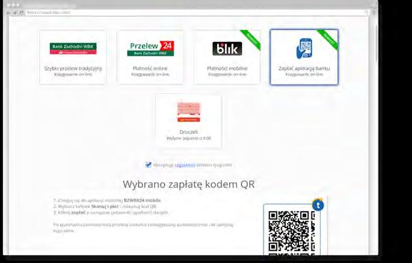 PŁatność kodem QR WYBIERZ PŁATNOŚĆ QR W PANELU TRANSAKCYJNYM