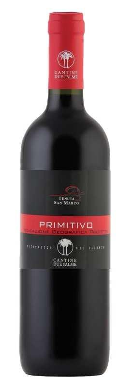 PRIMITIVO Klasyfikacja: IGT Region: Puglia Szczep: Primitivo Zawartość alkoholu: 13,5% Kolor: intensywny rubinowy z bordowymi refleksami Bukiet: złożony, o charakterze dojrzałych czerwonych owoców