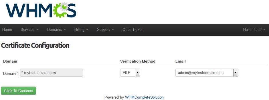 WildCard SSL Certificate (Multi Domain) Konfiguracja certyfikatu WildCard jest podobna do konfiguracji certyfikatu na pojedyńczą domenę.