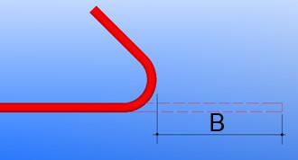 Opcja Point/arc distance off from leg (H) Opis Odległosć prostopadła do ramienia z zewnętrznej krawędzi do zewnętrznej krawędzi, lub styczna do gięcia Odległosci są dodatnie lub ujemne w zależności