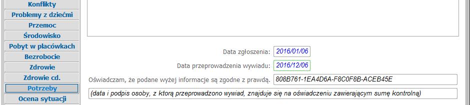 W programie zastosowano bardzo wyraźną prezentację sumy kontrolnej, aby łatwiej było ją przepisać na oświadczenie.