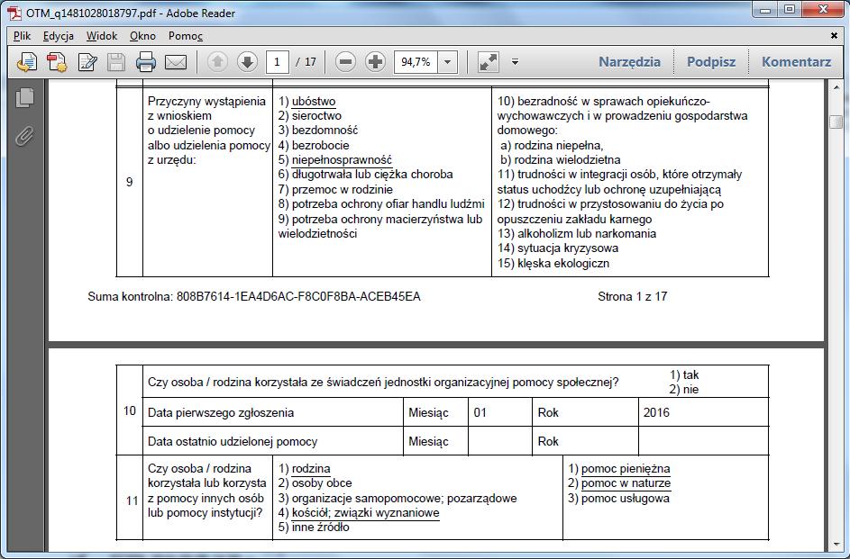 Odbiór przeprowadzonego wywiadu w POMOST Std W POMOST Std należy z teczki właściwej rodziny wybrać menu Terminale mobilne -> Wywiady