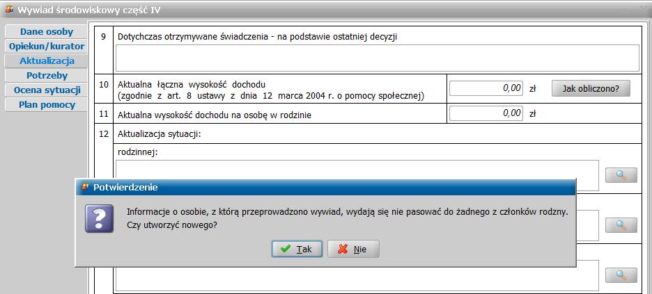 Następnie należy wybrać przycisk Wczytaj i wrócić do teczki rodziny, w której pojawi się wczytany wywiad cz. IV.