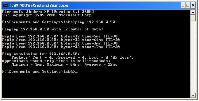 Sprawdzenie połączenia bezprzewodowego przez pingowanie Windows XP i Windows 2000 Naciśnij Start > Uruchom i wpisz cmd. Pokaże się okno podobne do przedstawionego powyżej. Wpisz ping xxx.