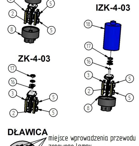 Zmontowany korpus wsu 7. 12.. 13.. 14. 15. 16. 1. - Bezpiecznikowego IZK-4-01 2. 3.