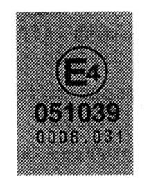 Załącznik C ECE 22 05 P (Europa) Znak ECE składa się z zakreślonej w kółku litery E znajduje się odpowiedni numer państwa.