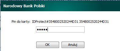 5. Następnie należy podać PIN do karty elektronicznej i kliknąć przycisk OK. 6.