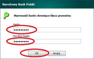 7. W kolejnym kroku należy ustalić hasło które będzie zabezpieczać plik PFX, i