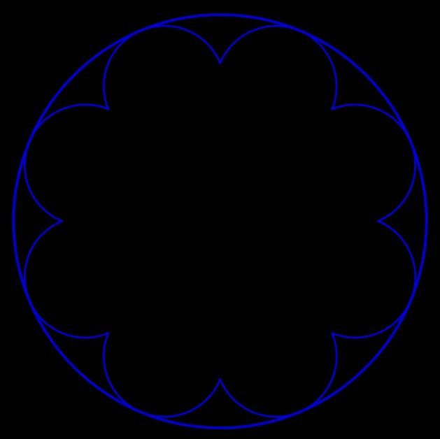 14 Ornament 15. ( okręgi wpisane w okrąg) 1. Rysujesz kwadrat o boku 8cm i wyznaczasz środki A,B,C,D boków, rysując kwadrat wpisany ABCD. AC jest poziomą przekątną BD ( od dołu) pionową przekątną. 2.