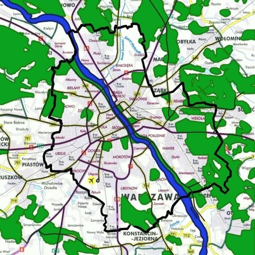 Dobór drzew przydrożnych podstawy Zależność pochodzenia wybranych gatunków od lokalizacji W centrum aglomeracji, możliwe jest sadzenie gatunków krajowych i obcych, łatwo adaptujących się do trudnych