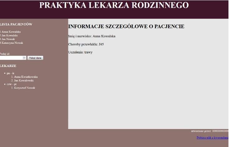 Witryna internetowa Obraz 2. Witryna internetowa. Strona przychodnia.php, pacjent.php Cechy witryny wspólne dla obu stron: Dwie strony: przychodnia.php oraz pacjent.