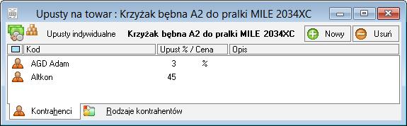 Podręcznik użytkownika Sage Symfonia Start Faktura 53 Rys. 32 Okno definiowania indywidualnych upustów lub cen.