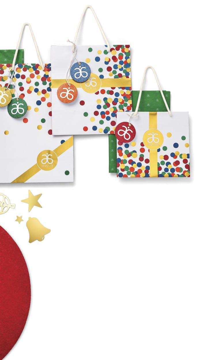 Oferta PwP Purchase with Purchase* Świąteczny zestaw do pakowania prezentów Przy każdym zamówieniu na kwotę 575 zł (SCD) możesz kupić zestaw do pakowania gwiazdkowych prezentów z logo Arbonne.