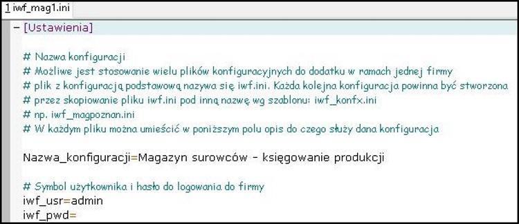 Po wybraniu konfiguracji nast puje normalne dzia anie dodatku. Ka da z konfiguracji mo e mie przypisane nazw opisuj charakter konfiguracji - np. dla oddzia u, magazynu etc.