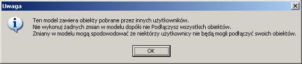 Multi user 5: Multi user - polecenie Zaznacz pobrane Każdy użytkownik może zobaczyć kto pracuje na danych elementach. Zablokowane elementy modelu są wyróżnione odrębnym kolorem.