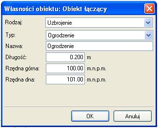 Pole Średnica pole wypełniane automatycznie w zależności od wybranego typu kolizji, użytkownik może je dowolnie modyfikowad.
