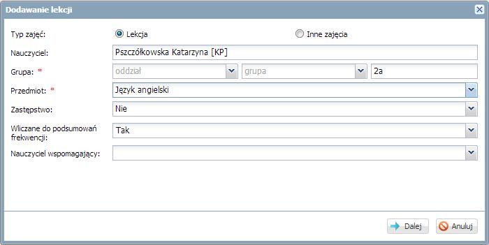 Należy ponadto sprawdzić, czy uczeń, który ma nauczanie indywidualne znajduje się na liście obecności na zajęciach przewidzianych razem z całym oddziałem.