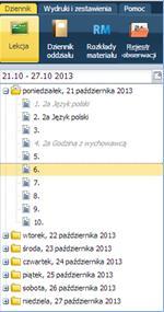 Dokumentowanie lekcji przez nauczyciela w widoku Lekcja Wpisywanie zastępstw Jak już wspomniano wcześniej nauczyciel, który nie ma przydzielonych zajęć w oddziale, może dokonywać wpisów o