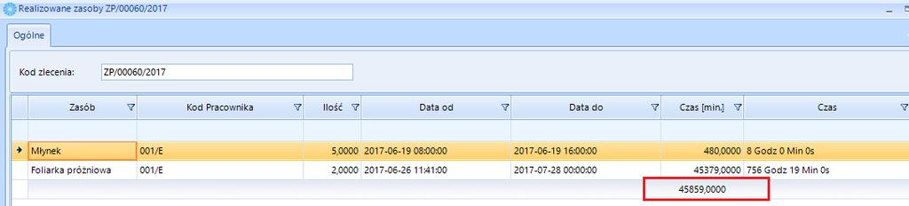 Data do data zakończenia pracy, Ilość ilość wykonanych np. czynności. W polu tekstowym można podać opis realizowanej czynności lub zasobu (np. przyczynę awarii).