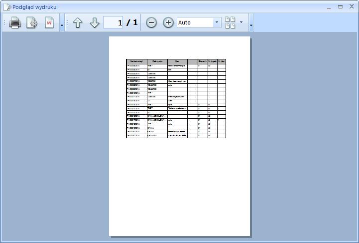 9.1.2. Podgląd wydruku Aby zobaczyć podgląd wydruku należy kliknąć Podgląd i wybrać Wydruk standard.