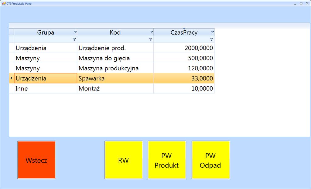 11. Współpraca z Panel Produkcyjny by CTI Produkcja by CTI umożliwia współpracę z modułem uzupełniającym Panel Produkcyjny by CTI, z poziomu, którego można rejestrować czasy pracy w