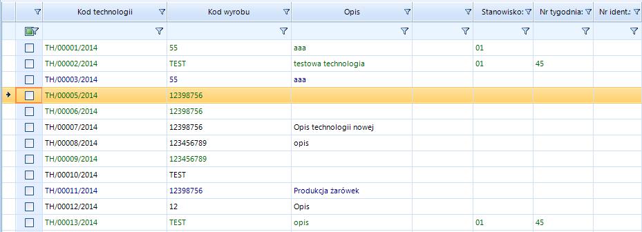 6.4. Filtrowanie, wyszukiwanie Program Produkcja by CTI daje możliwość dokładnego wyszukiwania oraz filtrowania wyników we wszystkich tabelach: 6.4.1.