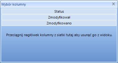 Pokaże się lista z następującymi możliwościami filtrowania danych: Sortuj Rosnąco sortuje wyniki rosnąca według wartości z kolumny, Sortuj Malejąco sortuje wyniki malejąco według wartości z kolumny,