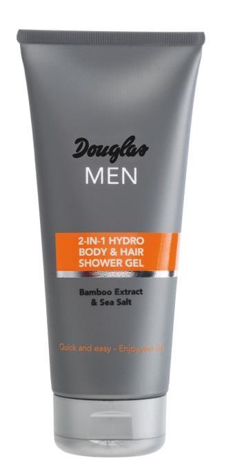 2-IN-1 HYDRO BODY&HAIR SHOWER GEL Witalizujący żel pod prysznic do ciała i do włosów Sól morska stymuluje odbudowę komórkową Pantenol ma właściwości kojące i zwiększające elastyczność skóry