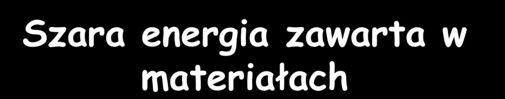 Szara energia zawarta w Materiał materiałach Energia wewnętrzna [kwh/kg] Paliwa kopalne 10 Drewno 5 Papier 10