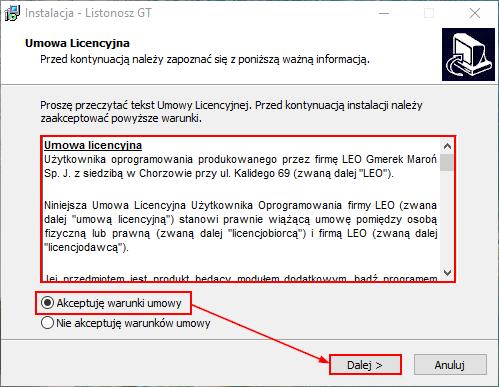 3.1 Proces instalacji Aby rozpocząć instalację należy uruchomić plik instalacyjny Listonosz_Setup.exe.