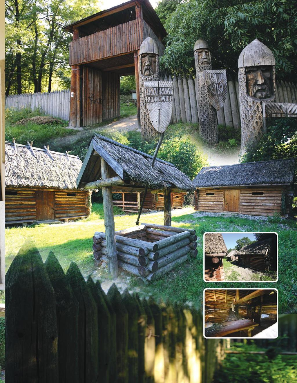 Skansen w Będkowicach Rezerwat Archeologiczny obejmuje rekonstrukcję grodziska Ślężan, cmentarzysko