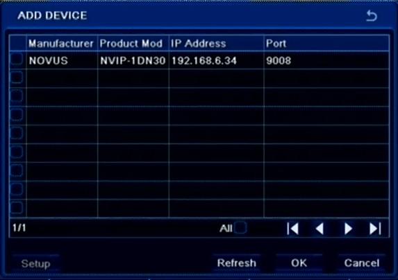 RECORDER S CONFIGURATION NDR-BA3208,NDR-BA3416 User s manual ver.1.1 5.6.1 Search IP cameras After pressing SEARCH button in DEVICE MANAGMENT menu is displayed allowing searching for IP cameras.