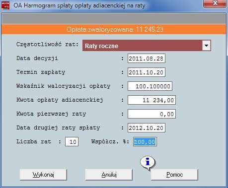 5.1 Automatyczne tworzenie harmonogramu spłat zadłużenia.