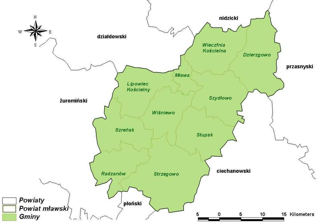 Załącznik graficzny nr 1 do uzasadnienia programu ochrony powietrza dla strefy powiat mławski
